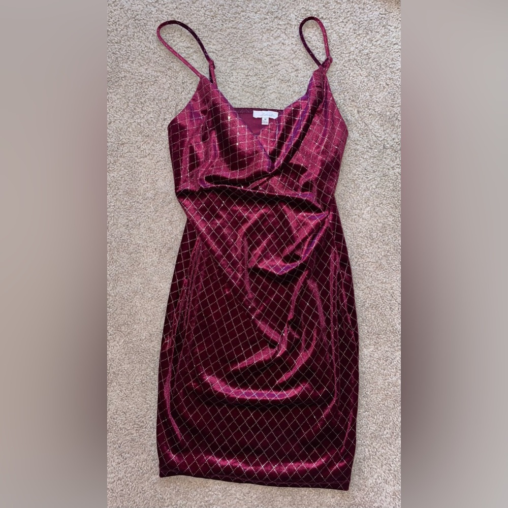 Purple dress with glitter detailing, size M
